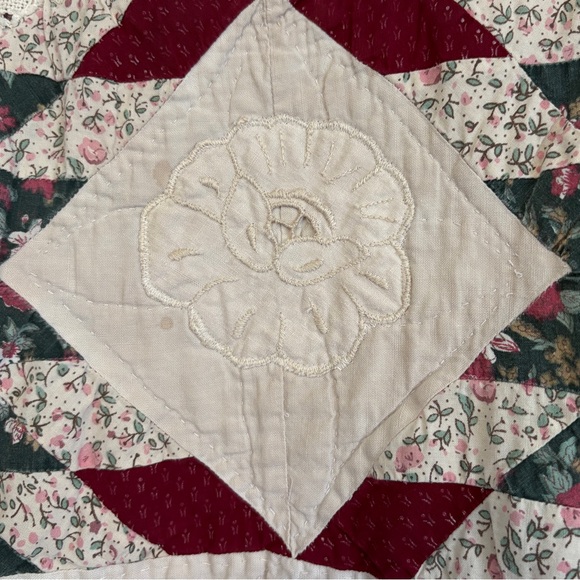 Hand Crafted Quilted Patchwork Jacket in Cream and Burgundy - Picture 10 of 16